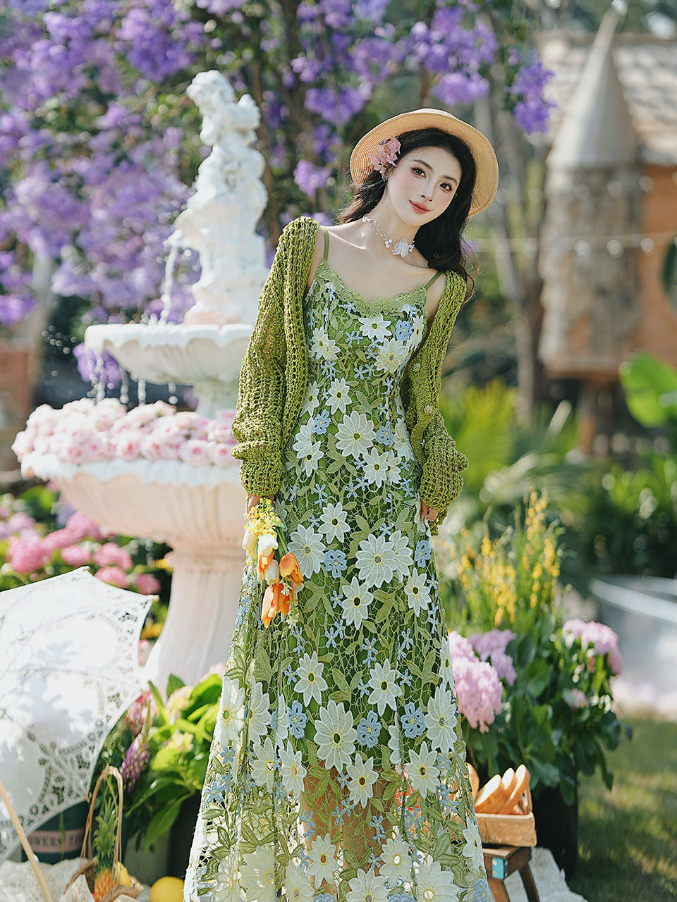 2PS Green Floral Lace Dress