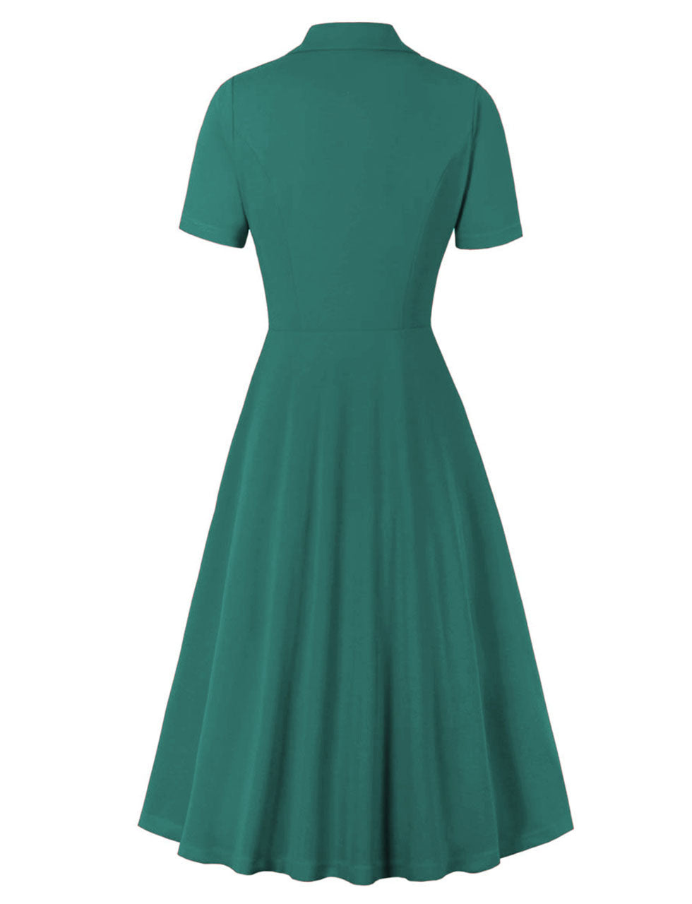 Red V Neck 1950S Vintage Swing Dress