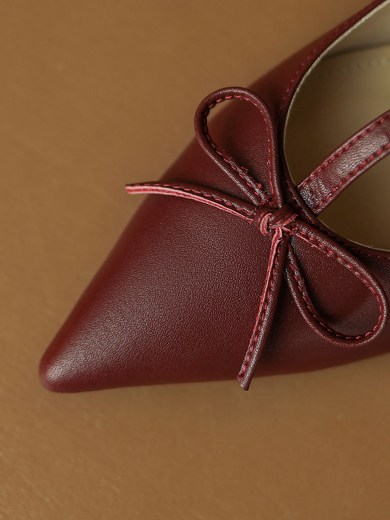 Flat Heel Pointed Toe Hollow Belt Leather Vintage Shoes