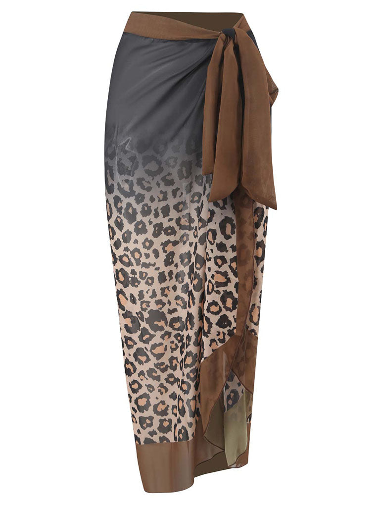 Gradient Leopard Print Strap One Piece
