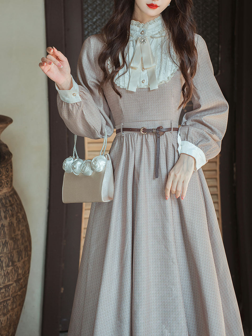 Lilac Lace Ruffles Edwardian Revival Victorian Dress