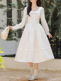 Vintage White Peter Pan Collar Long Sleeve Swing Dress