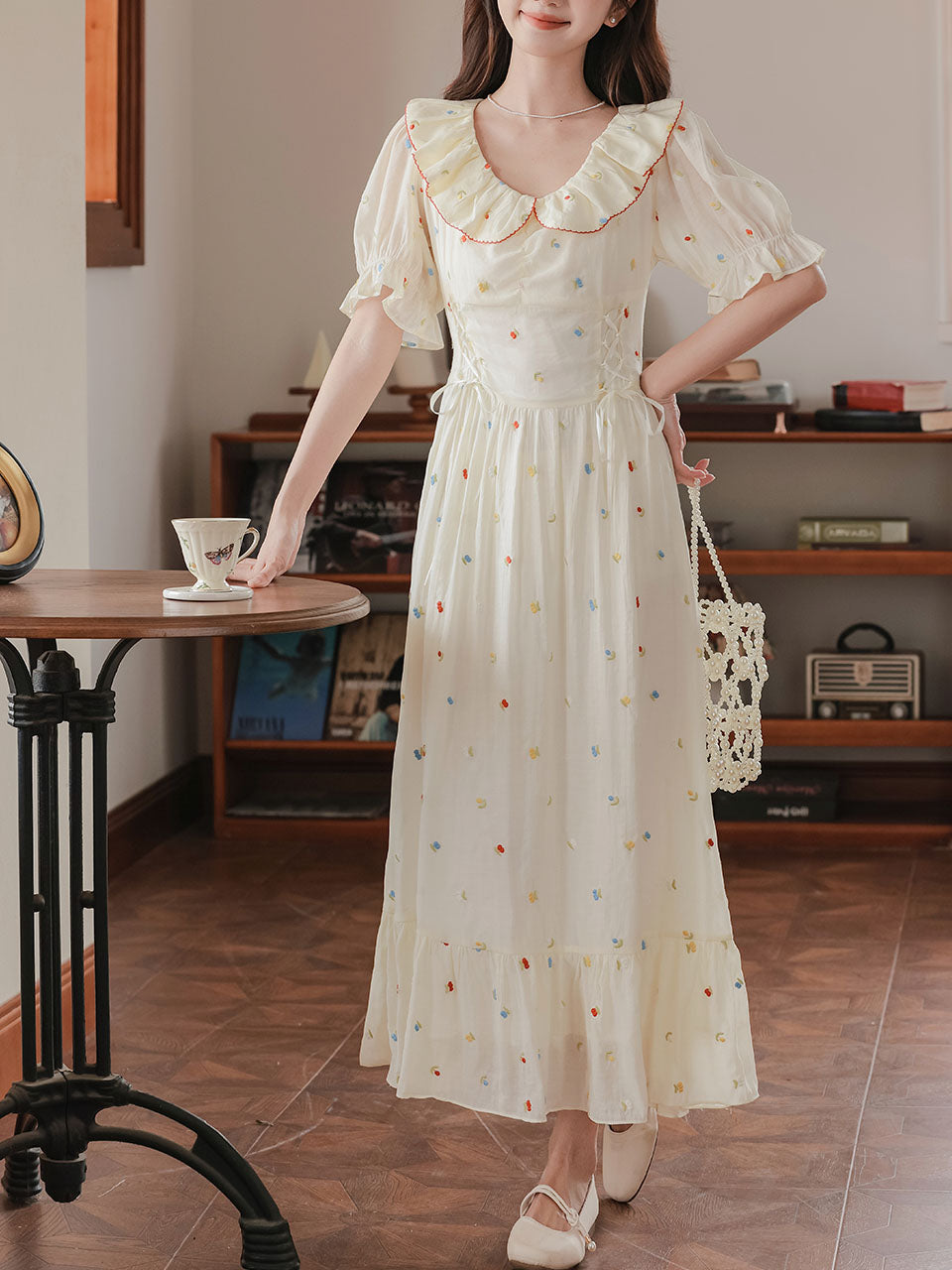 White Peter Pan Collar 1950S Vintage Cotton Dress