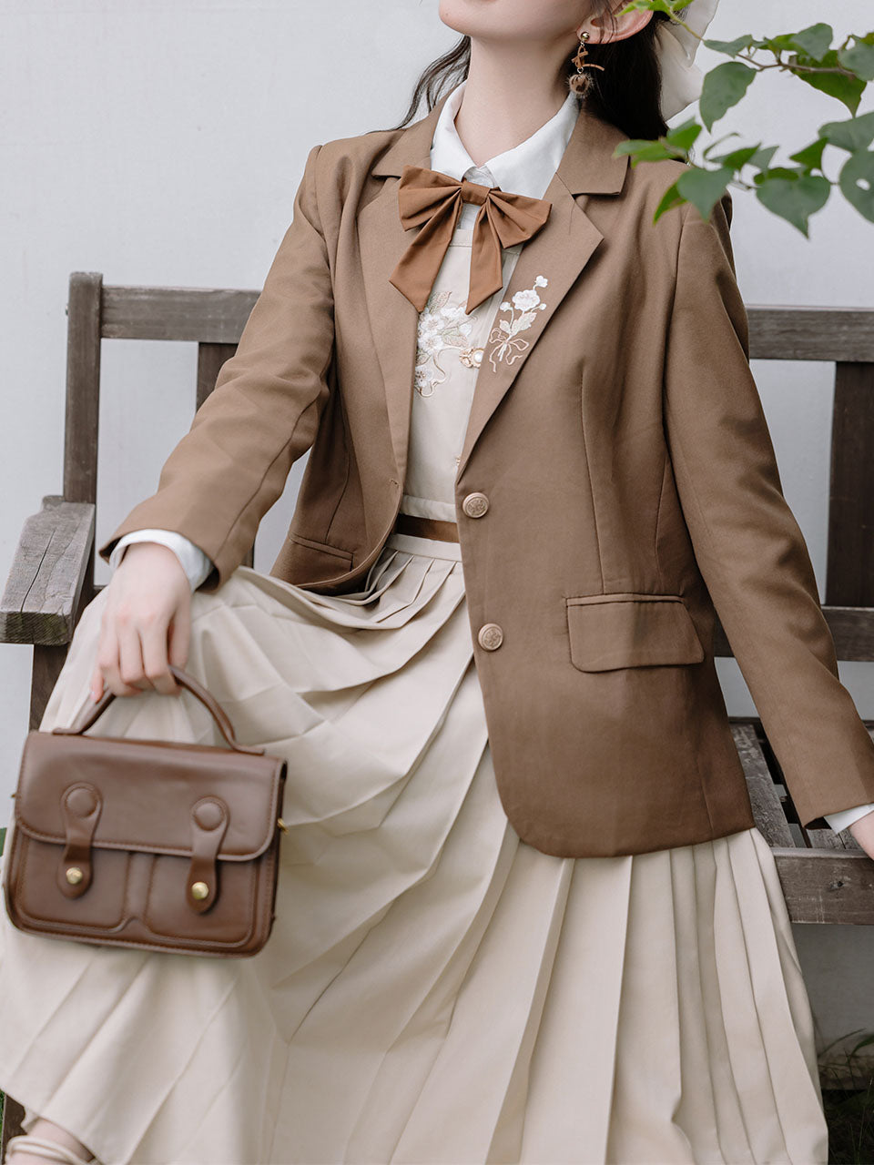 3 Piece Brown Retro Suspender Dress