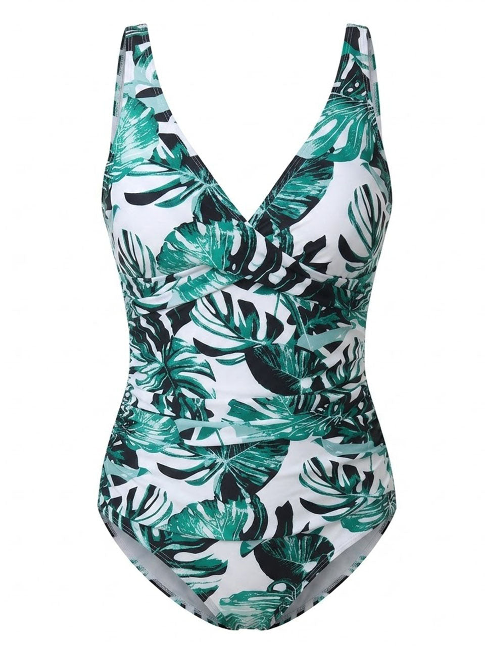 Tropical Leaf Print One Piece Swimsuit