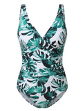 Tropical Leaf Print One Piece Swimsuit