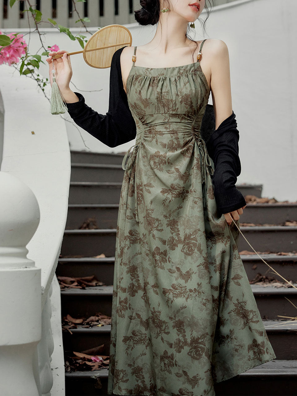 2PS Brown Lace Spaghetti Strap 1950S Swing Victoria's Fairy Dress