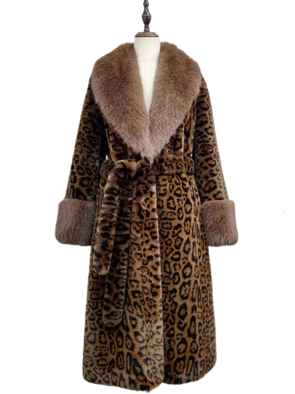 Faux Fur Coat Luxury Knee-Length Long Sleeve Maxi Winter Coat