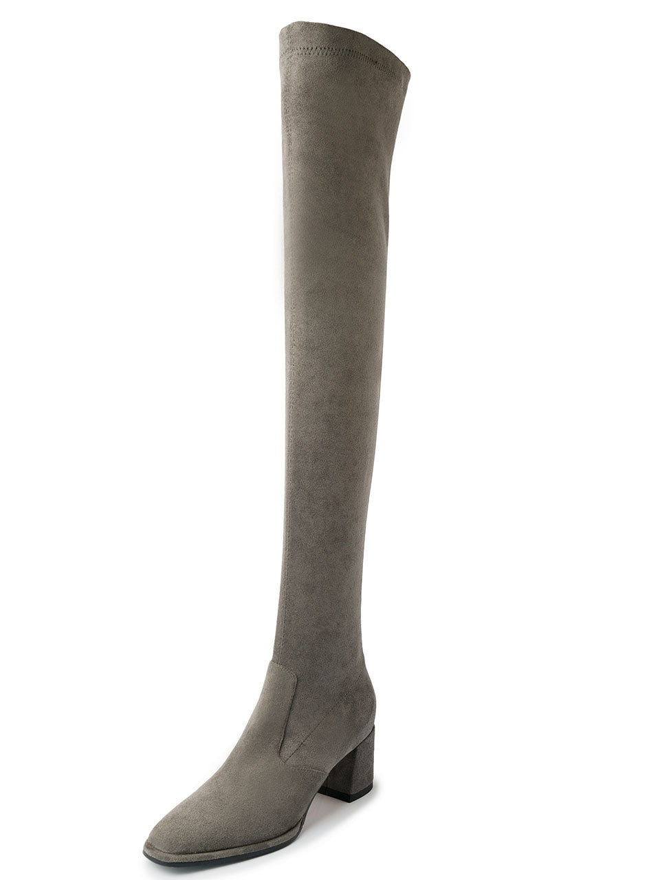 Chunky Heel Suede Knee High Boots