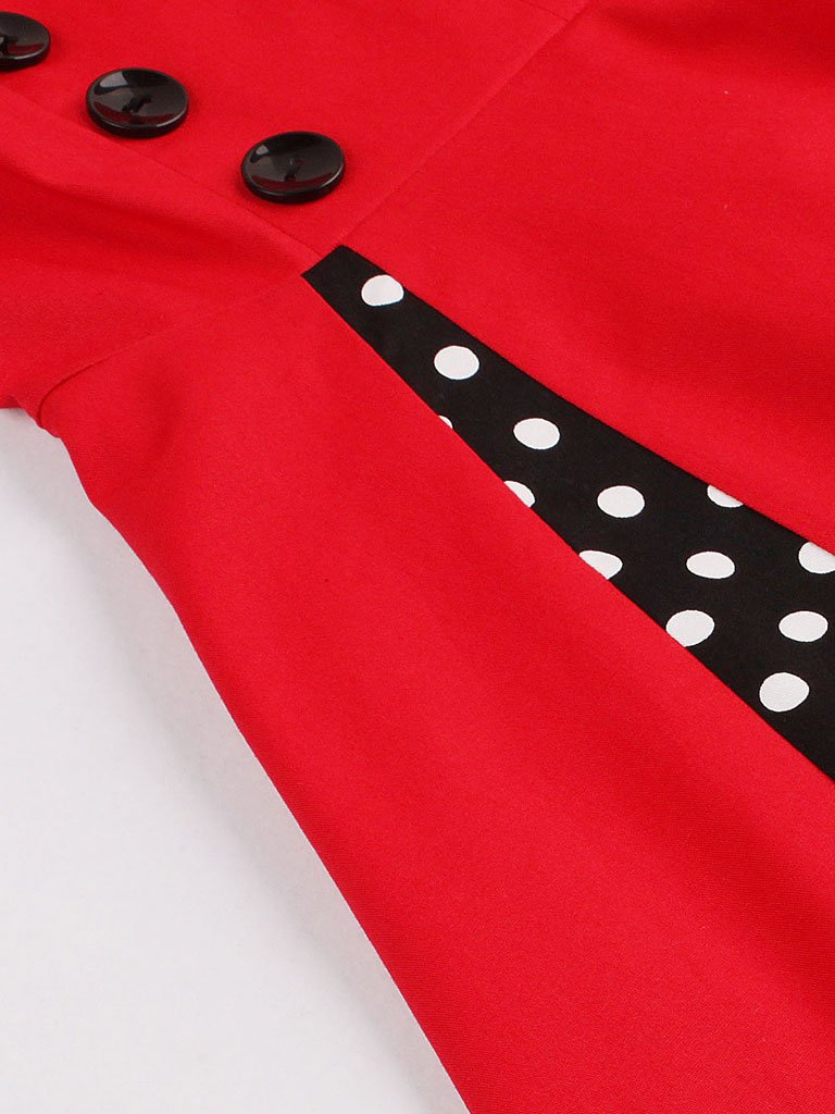 Polka Dot Square Neck Slim Fit Vintage Dress