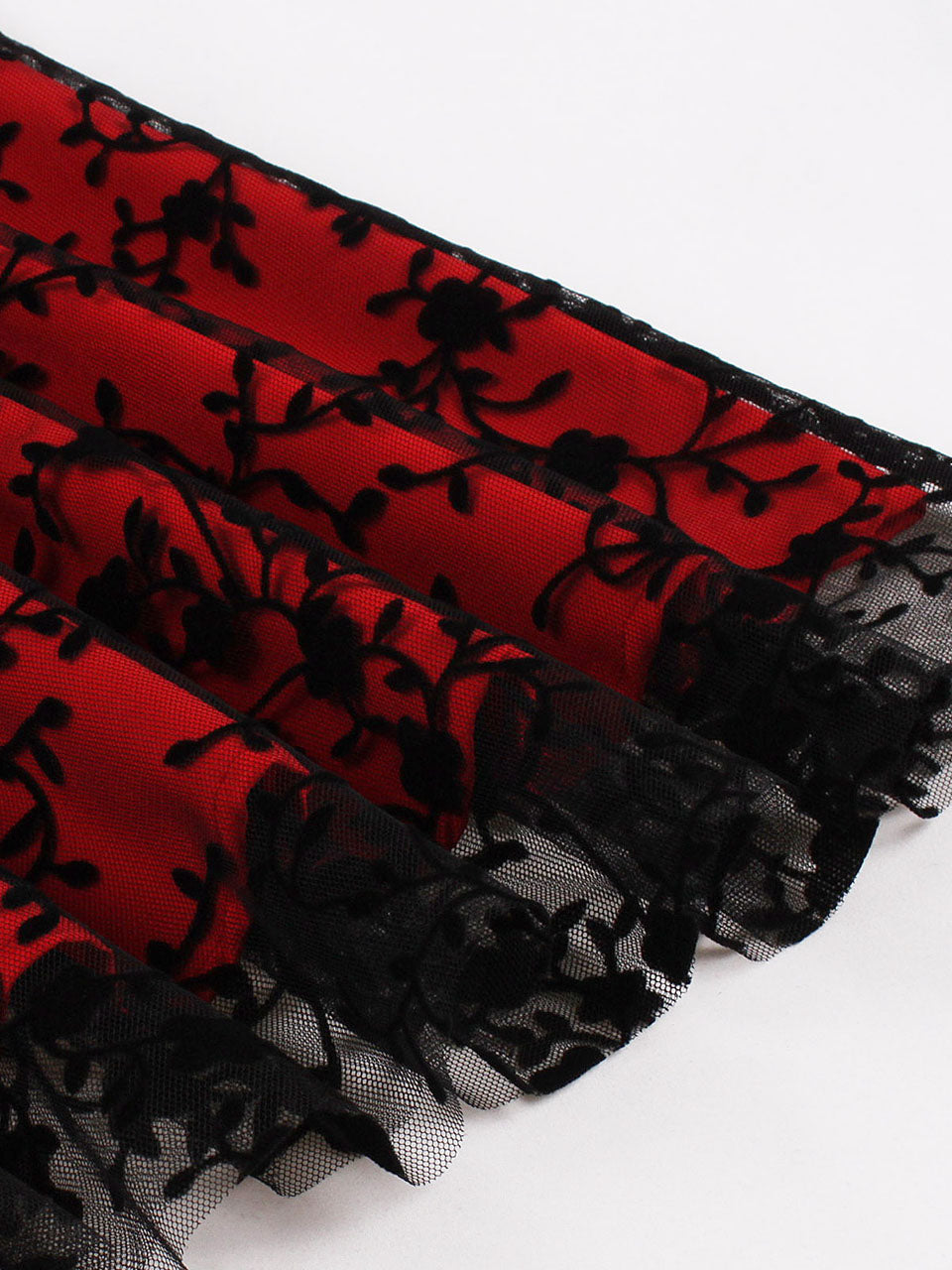 1950S Lace Semi-Sheer Flocking Printing Vintage Halloween Dress