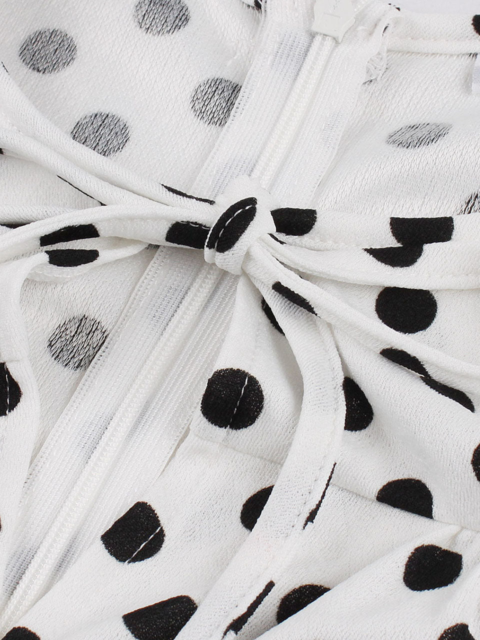 White Polka Dots V Neck Short Sleeve 1950S Vintage Dress