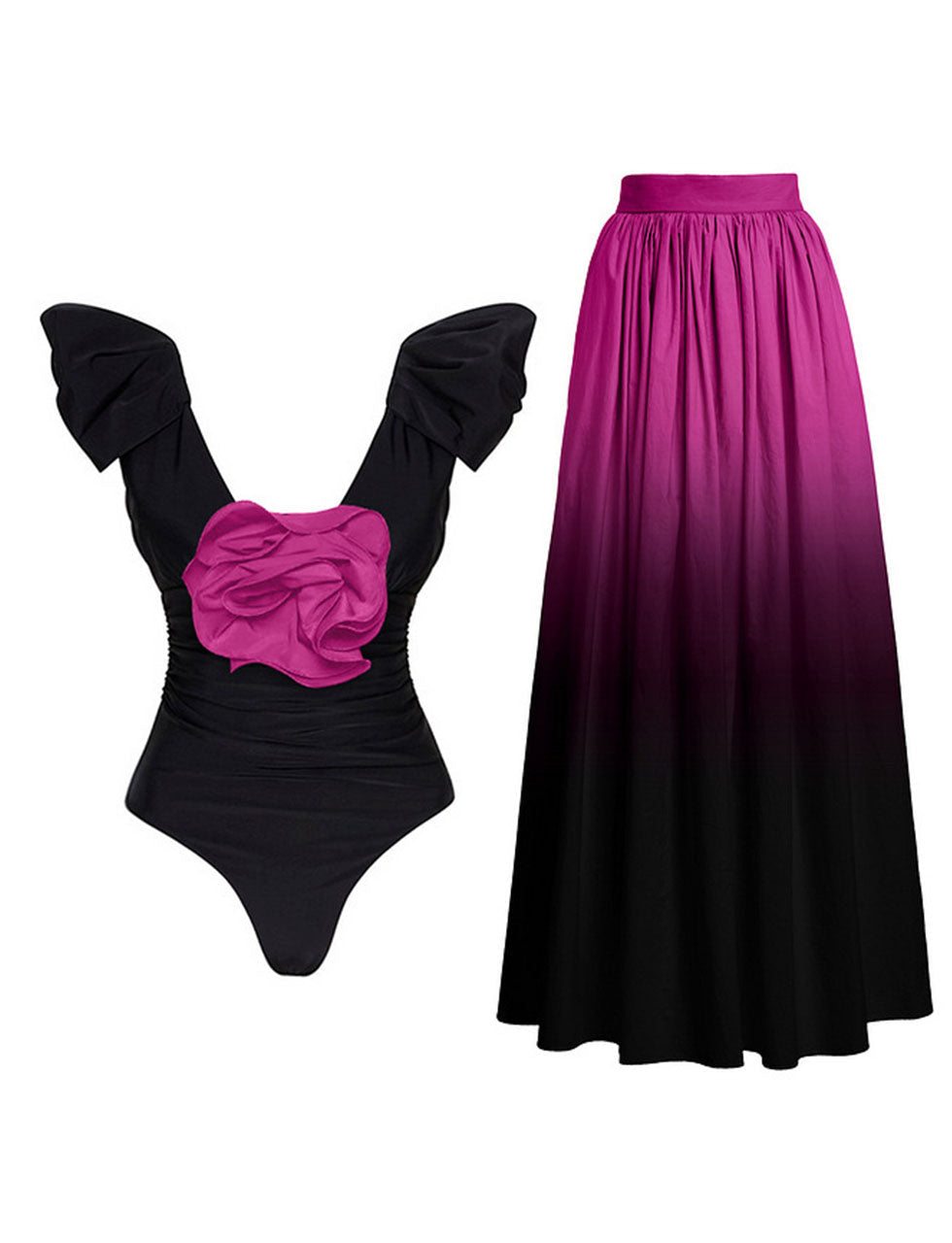 Purple Rose  Ruffles One Piece