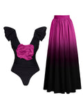 Purple Rose  Ruffles One Piece