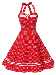 1950S Polka Dots Halter Sailor Style Dress