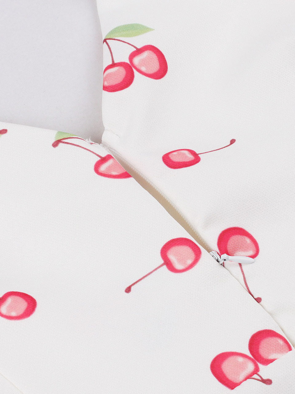 White V Neck Cherry 1950s Vintage Swing Dress