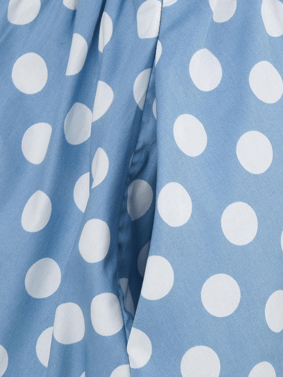 Blue And White Polka Dots Vintage Halter 1950S Dress