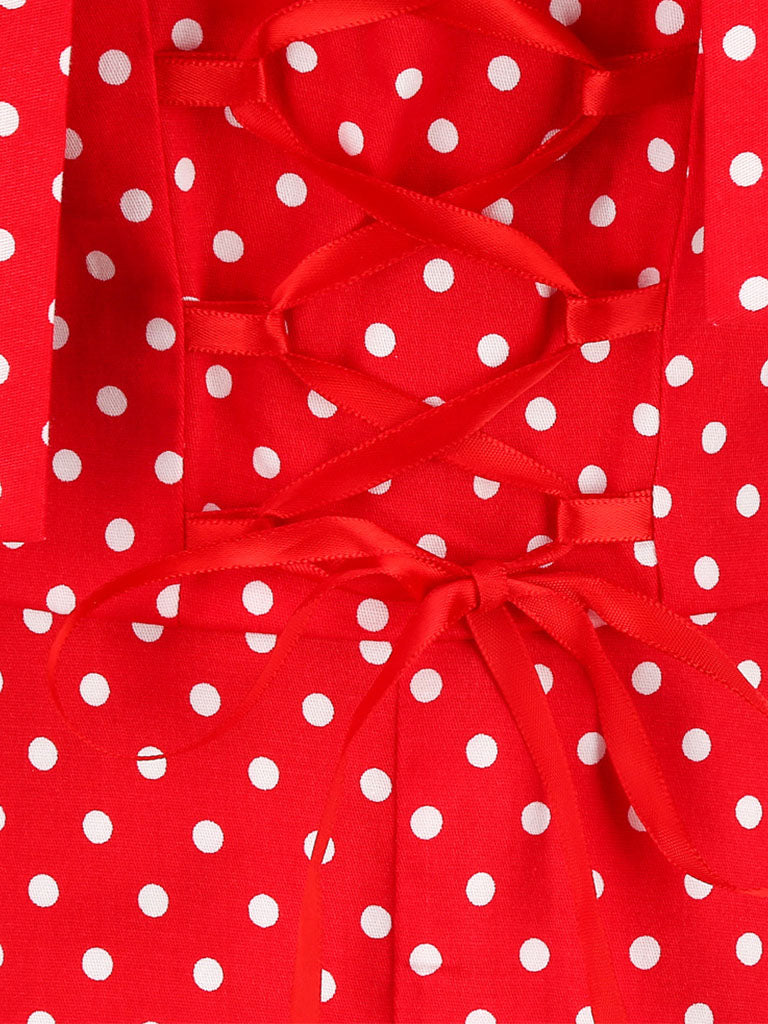 Red And White Polka Dots Vintage Halter 1950S Dress
