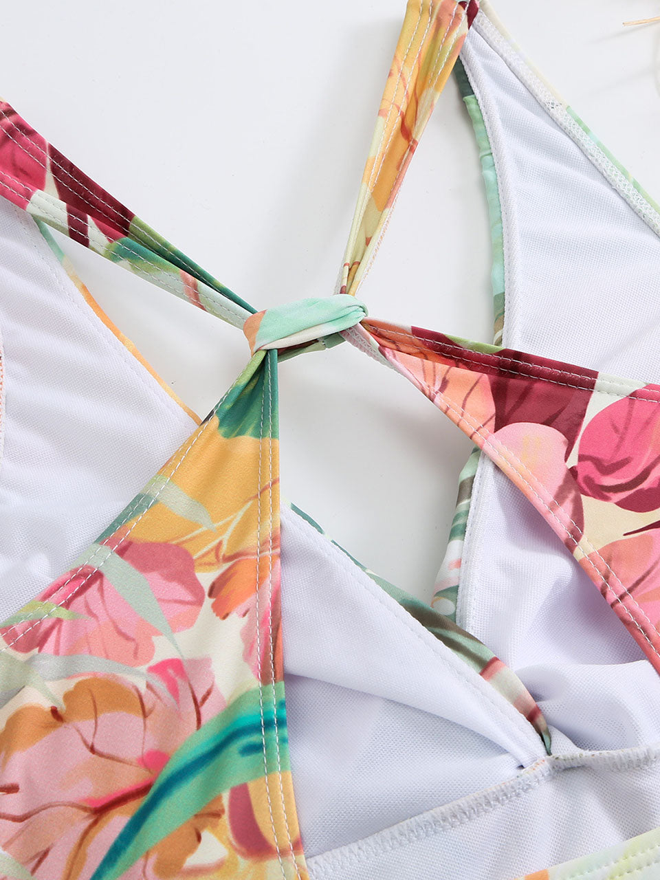 Apricot Floral Print Flower Strap One Piece