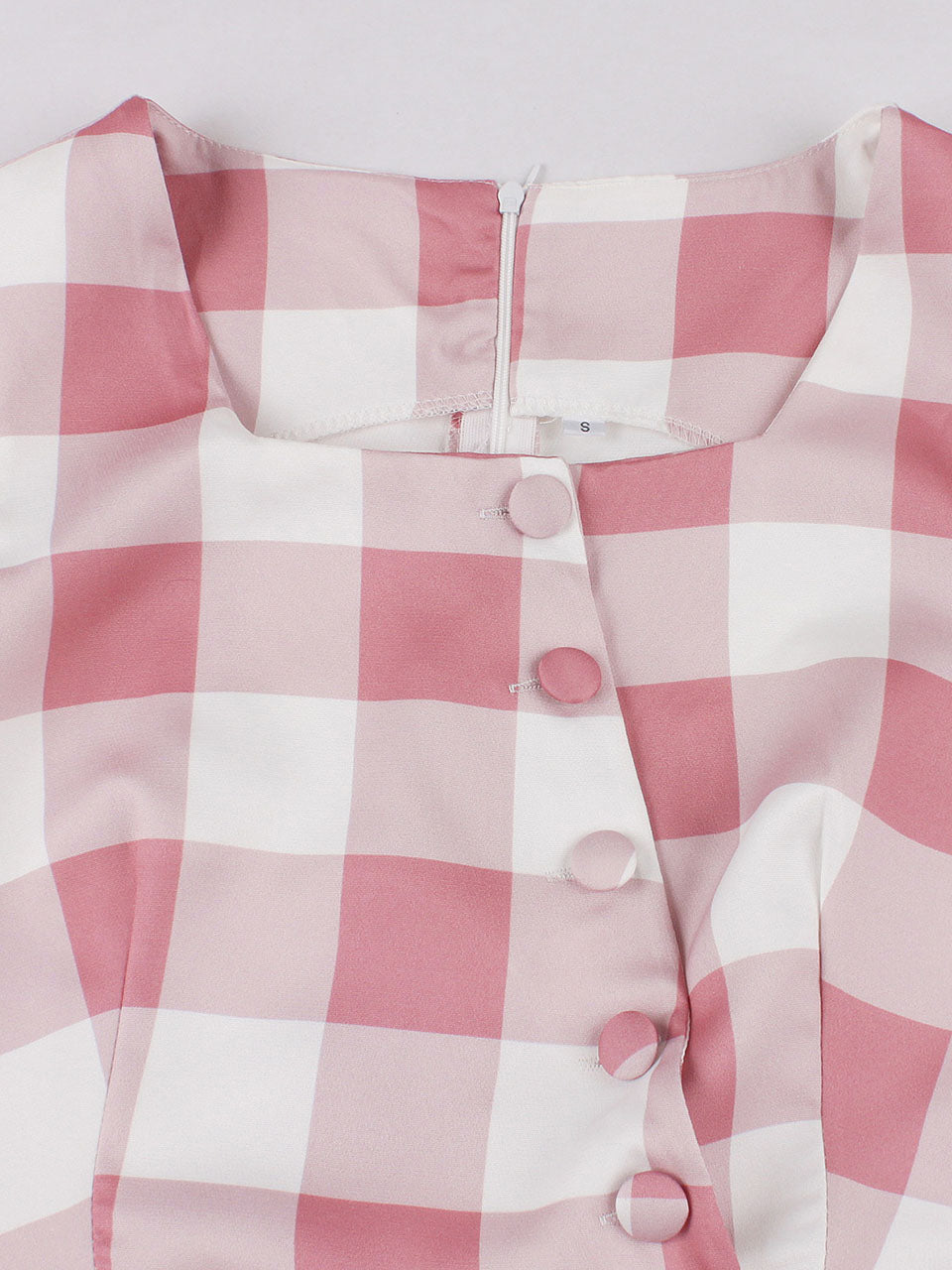 Barbie Pink And White Plaid Square Neck 1950s Swing Dress
