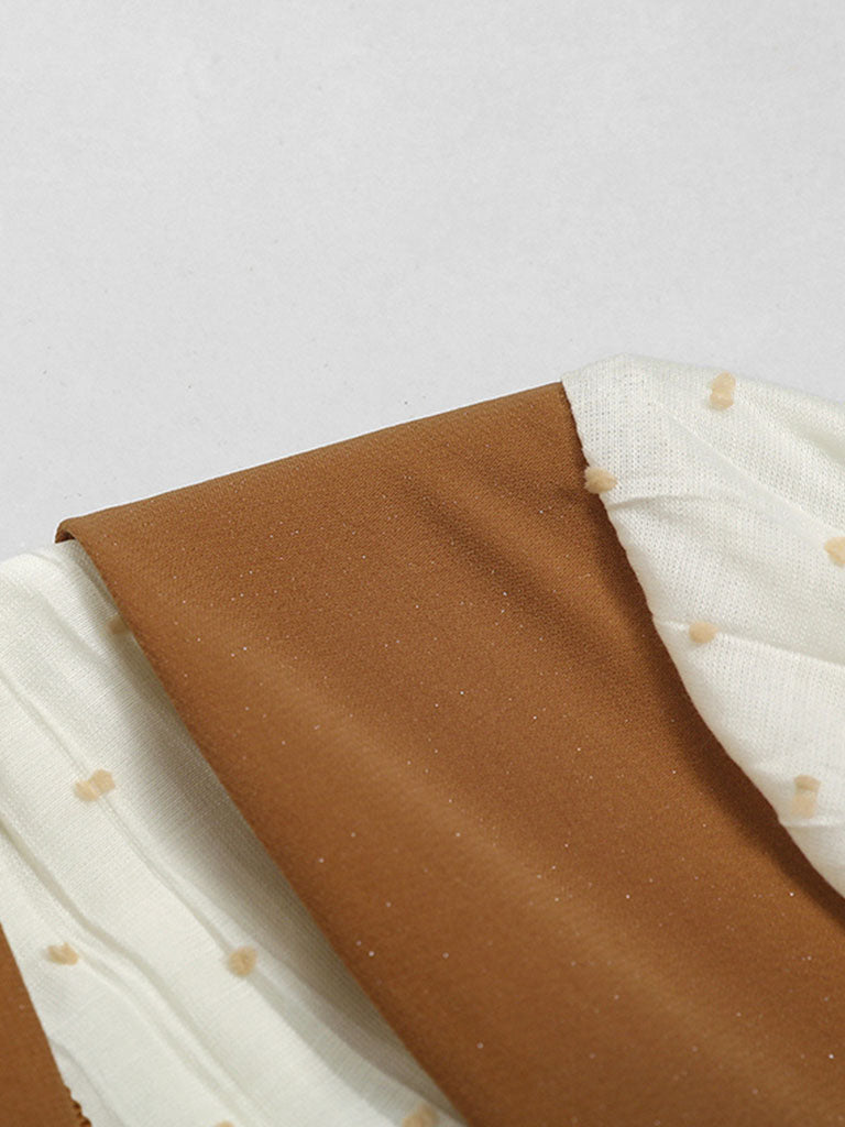 1950S Apricot Polka Dots Fake Two Piece