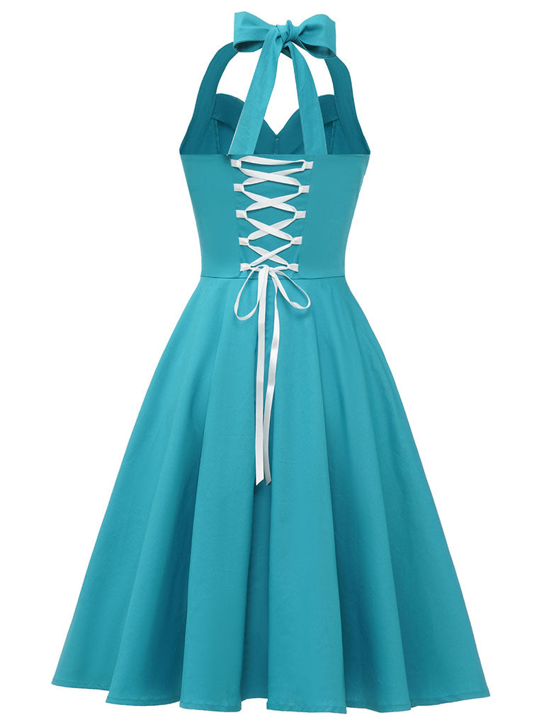 Lake Blue Halter Swing 1950S Vinatge Dress