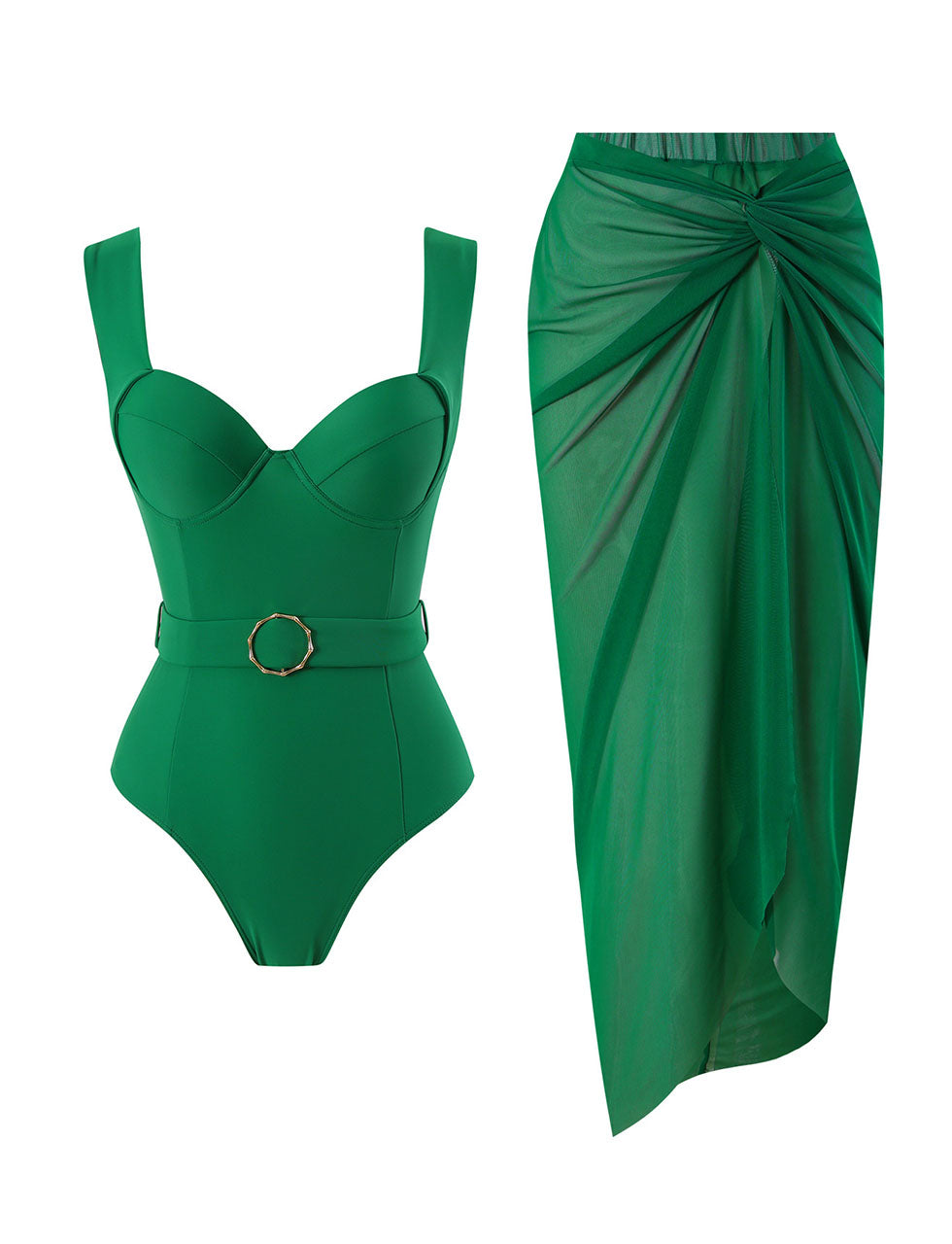 Dark Green Retro Style One Piece