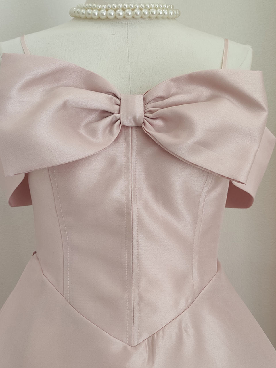 Pink Off The Shoulder Corset Satin Party Mini Dress