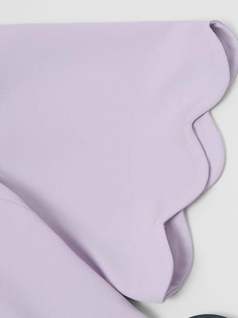 Lilac Elegant Crew Neck Flower Cut Out Short Sleeves