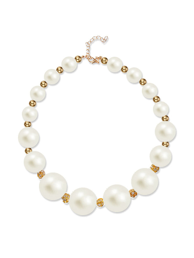 1950S Plastic Pearl And Diamond Vintage Necklace