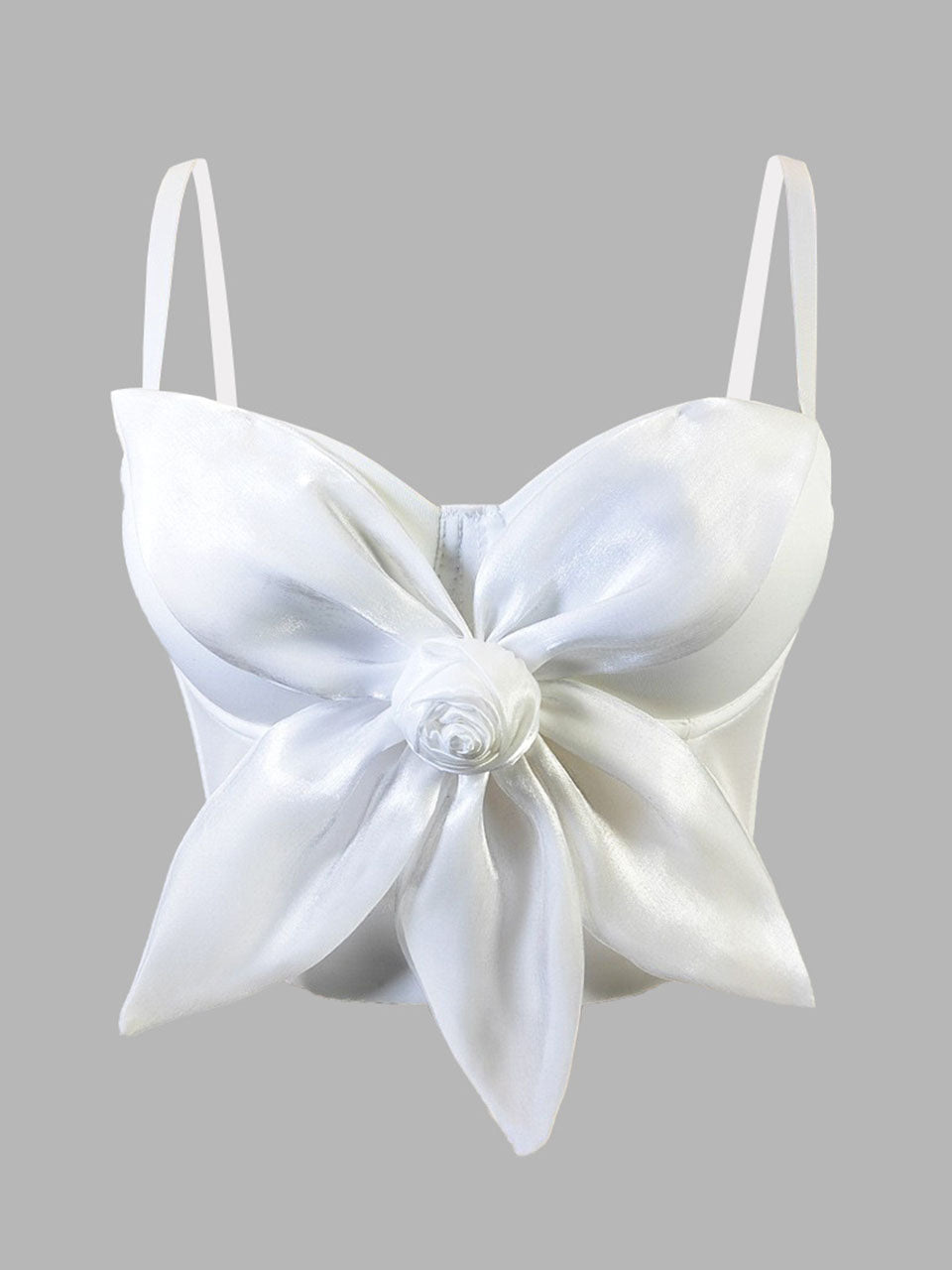 White Handmade Rhinestones Corset Camisole Top
