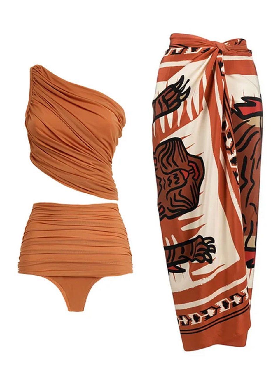 Brown One Shoulder Bikini