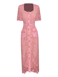 Pink Sweet Lace 1950s Vintage Bodycon Dress