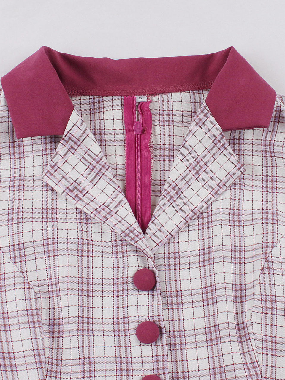 1950S Wine Red Plaid Short Sleeve Vintage Swing Dress