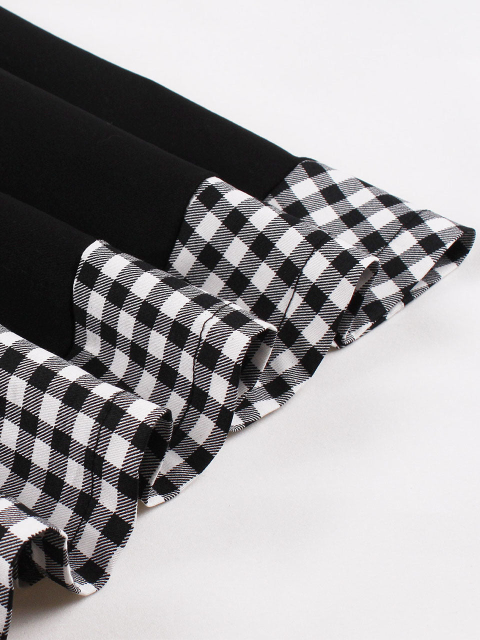 Black Plaid Off Shoulder Short Sleeve 1950S Vintage Dress