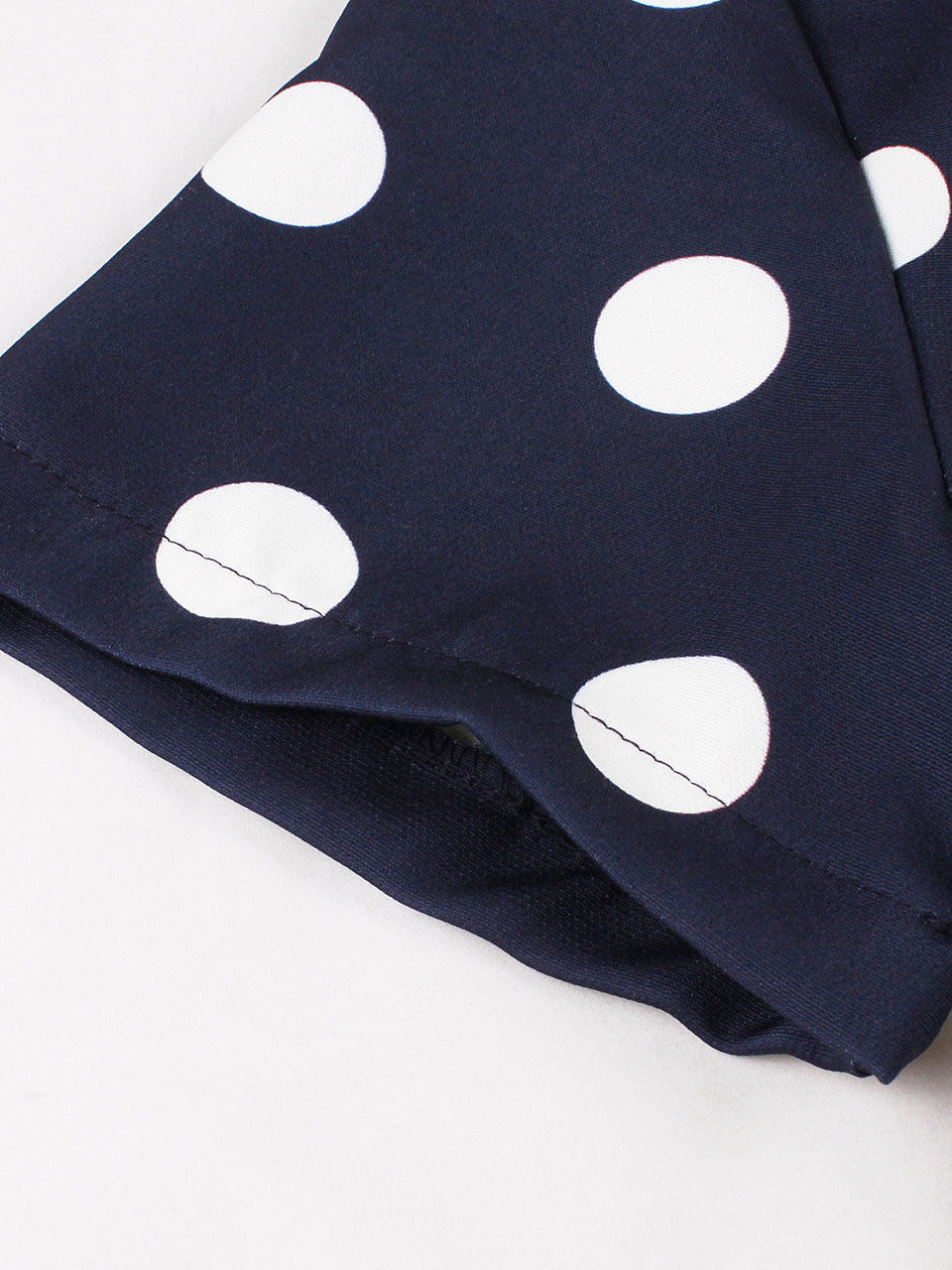 Navy Crew Neck Polka Dots 1950s Vintage Swing Dress
