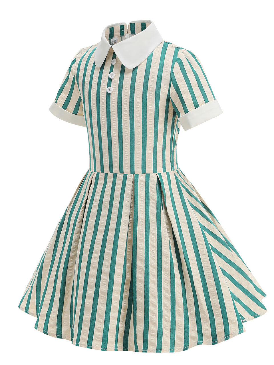 Kids Little Girls' Dress Stripe Peter Pan Collar 1950S Vintage Dress