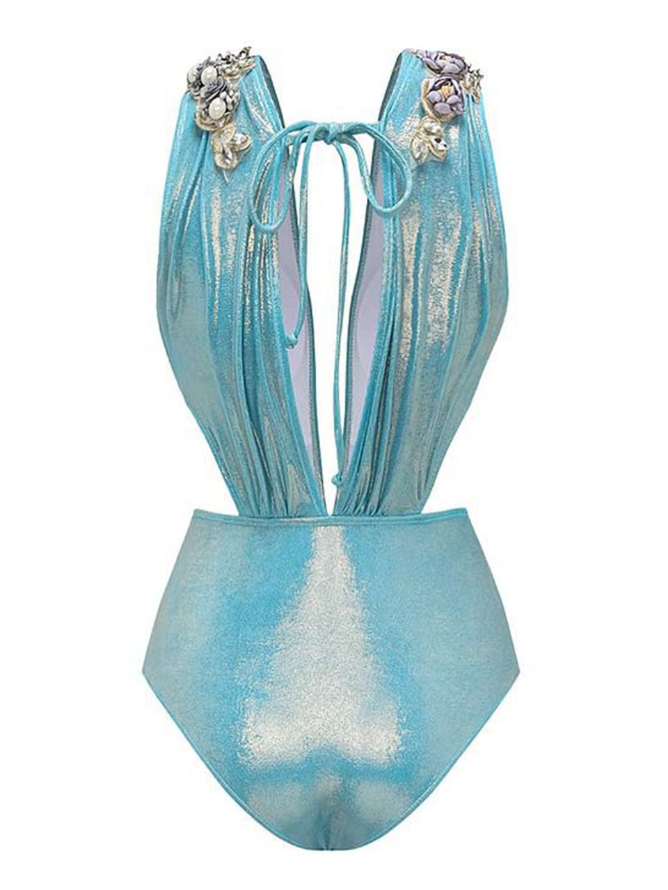 Blue Luminous Fabric One-piece Swimsuit