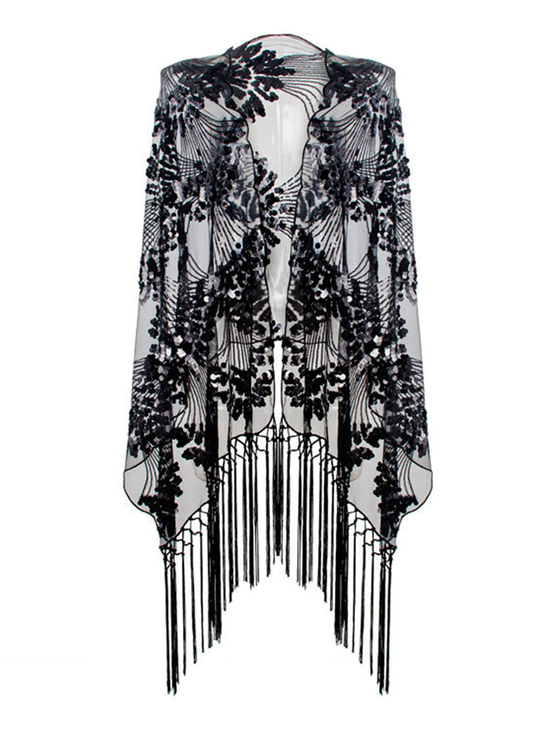 Great Gatsby 1920's Bridal Flapper Sequin Cape