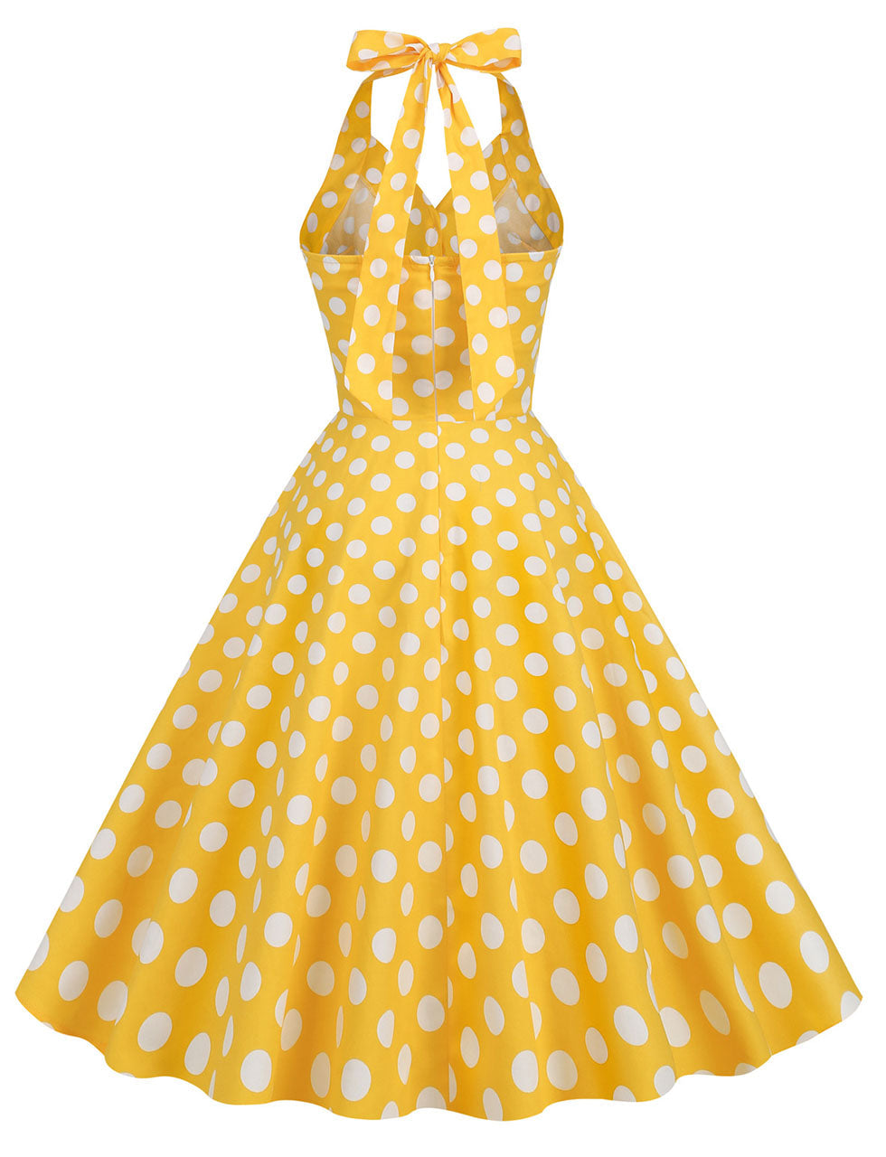 Green And White Polka Dots Pockets Vintage Halter 1950S Dress
