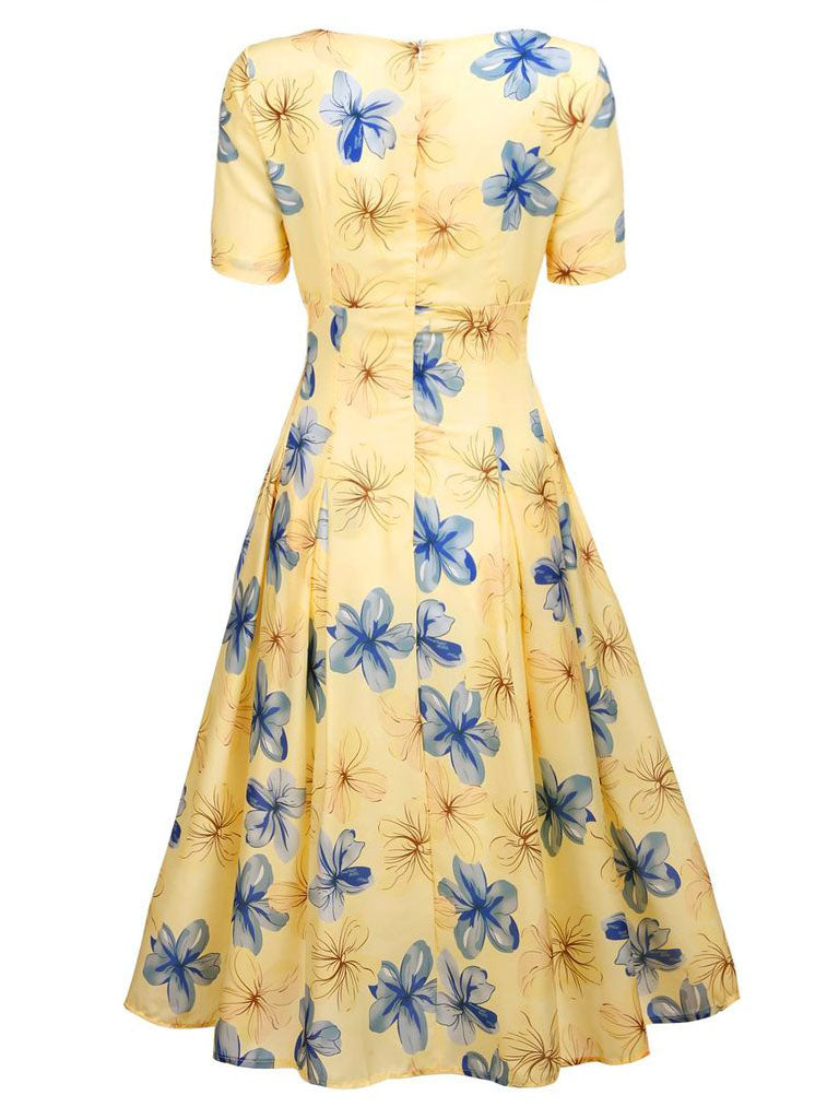 The Marvelous Mrs.Maisel Same Style Yellow Floral Swing 50S Dress