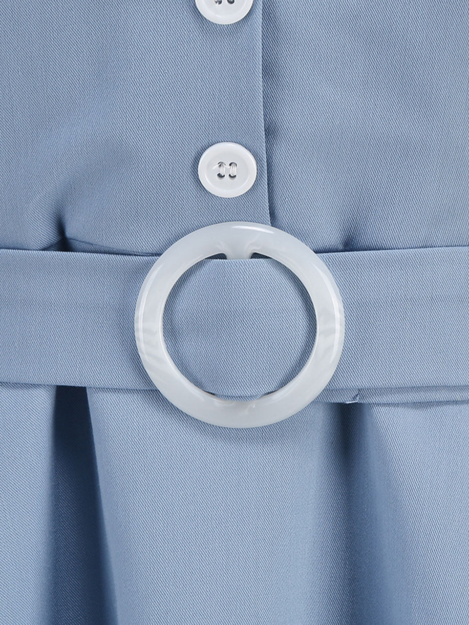 Blue 1950s Vintage Shirt Dress for Short Sleeve Audrey Hepburn Style Cocktail Swing Dress