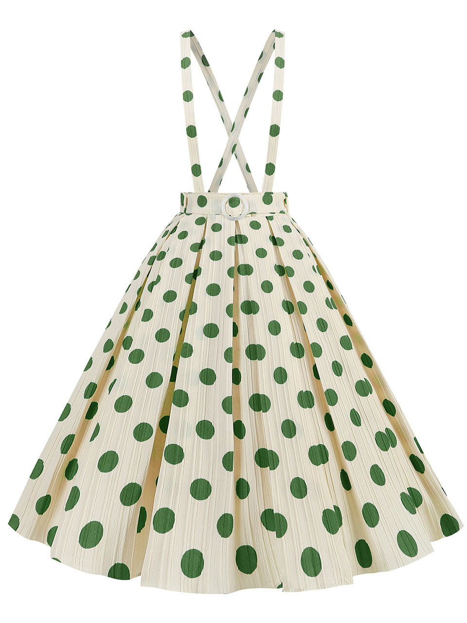 Polka Dots High Waist Audrey Hepburn Style Cocktail Suspender Swing Skirt