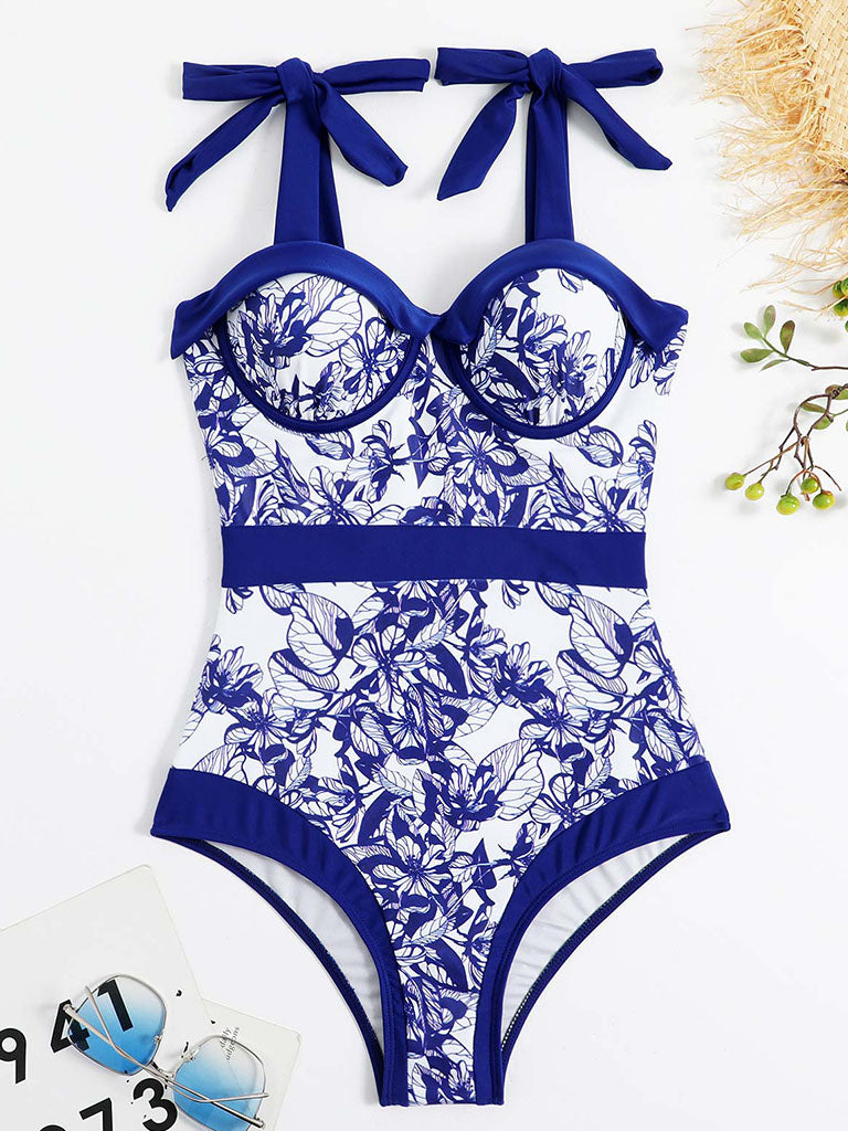 Animal Floral Print Strap One Piece