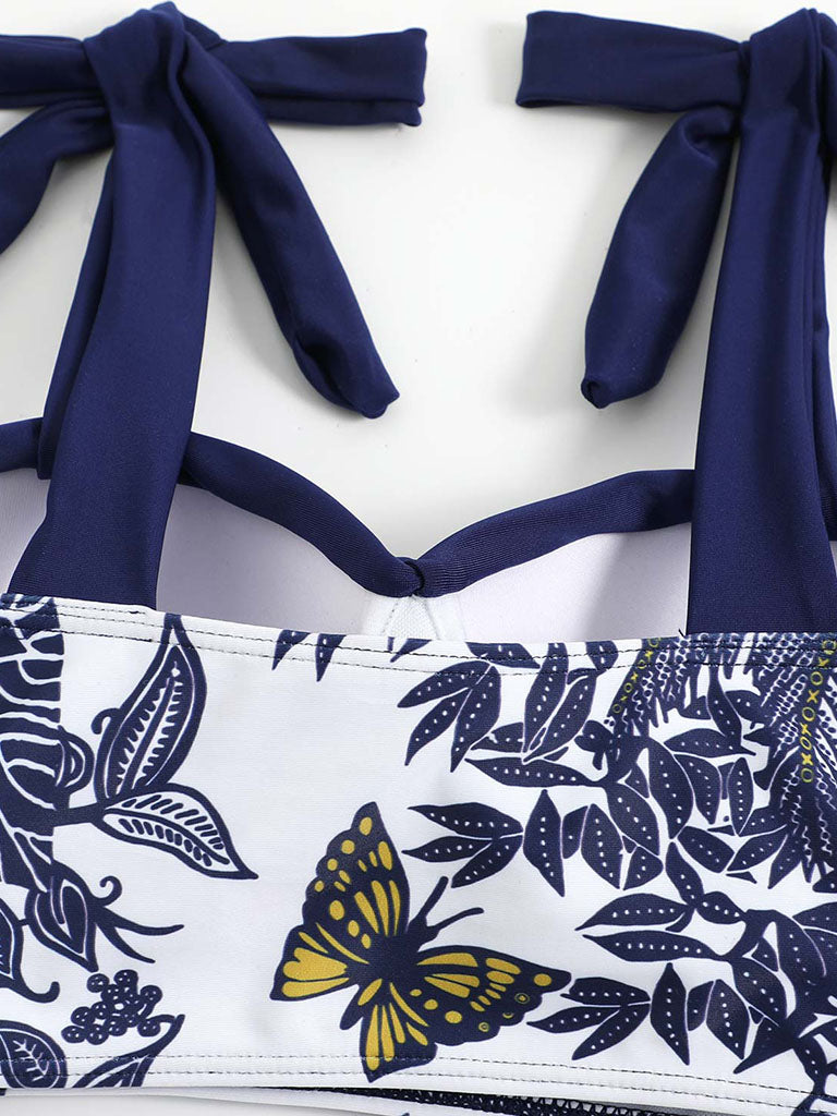 Animal Floral Print Strap Two Pieces