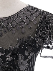 1920S Short Sleeve Fringed Sequin Gatsby Flapper Dress