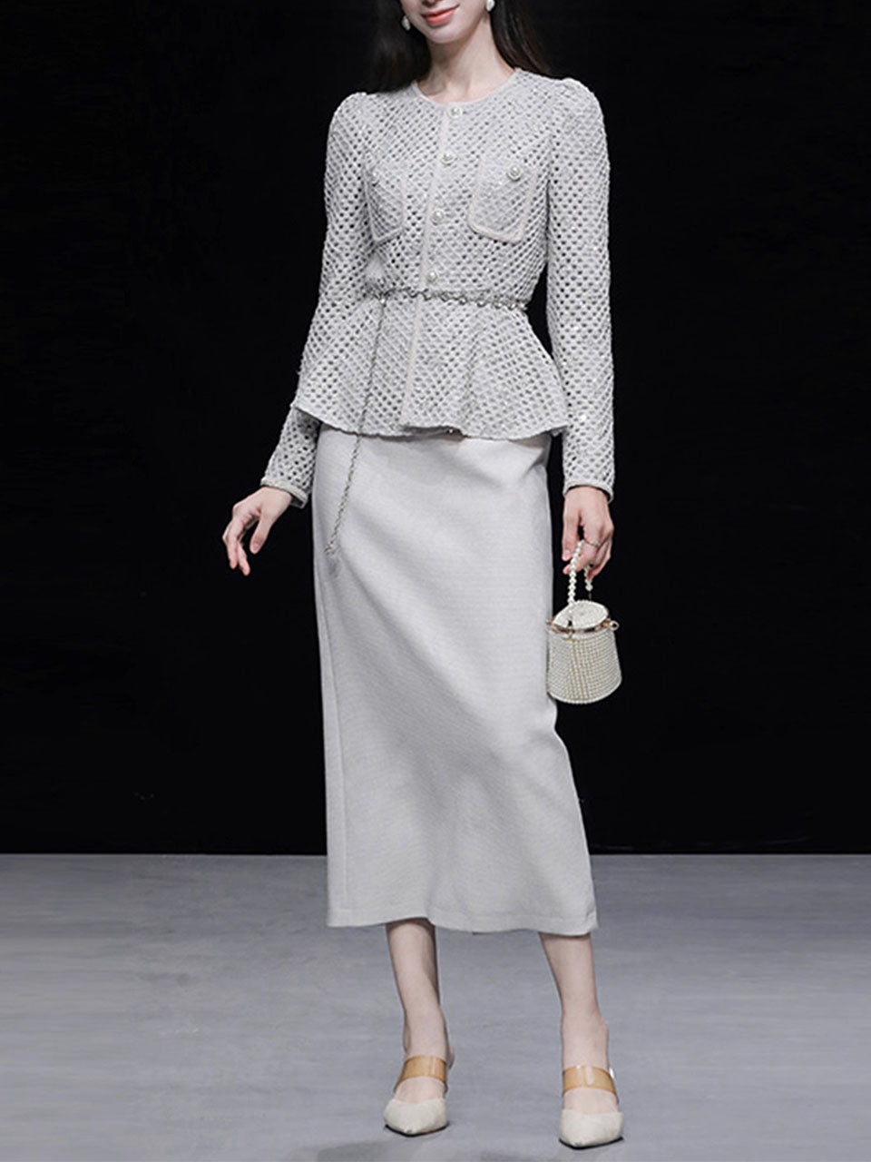 2PS Grey Long Sleeve Coat