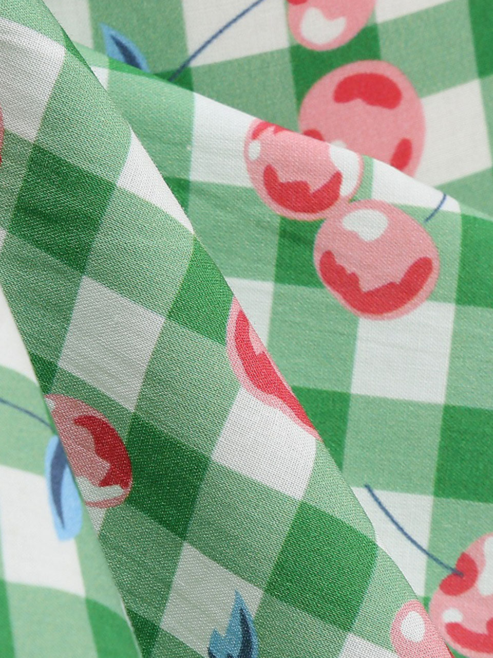 Kids Little Girls' Dress Green Cherry Plaid 1950S Vintage Dress