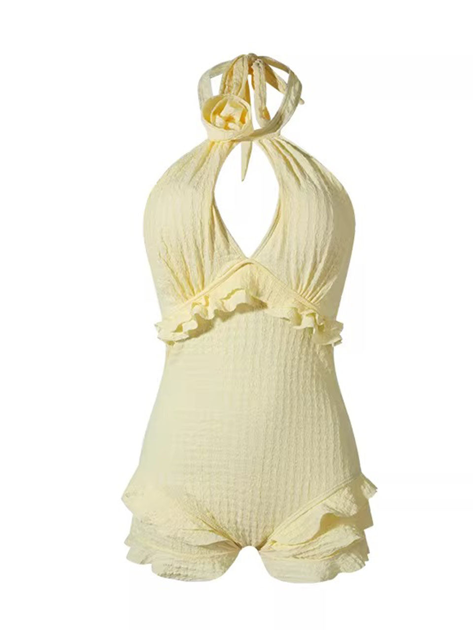 Purple Halter Flower One Piece Vintage Swimsuit