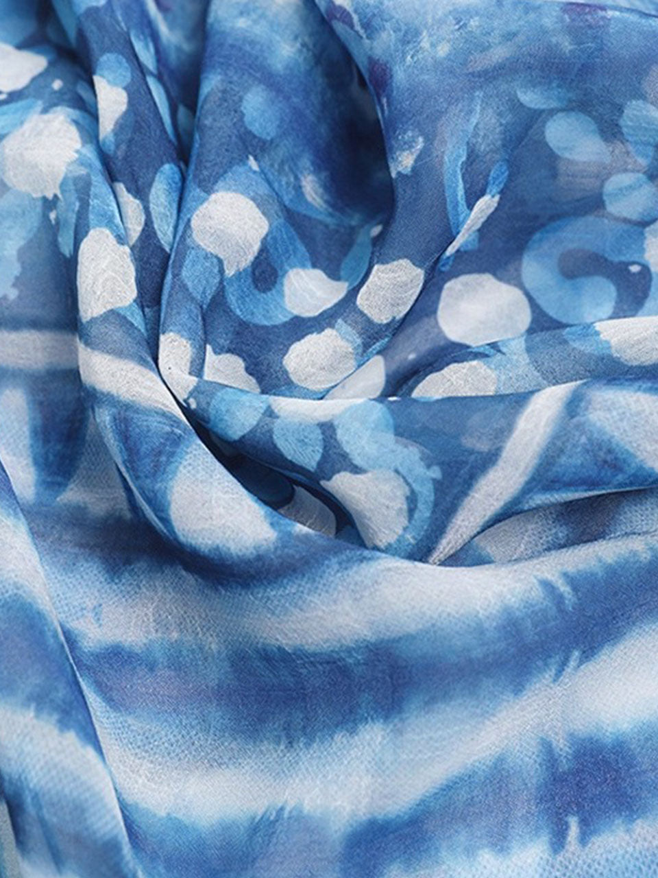 Blue One Shoulder Lantern Sleeve Printed Fishtail Vintage Dress